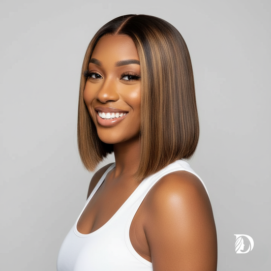 14" Highlight Ombre Short Bob Wig – 13x4 Lace Front, 200% Density