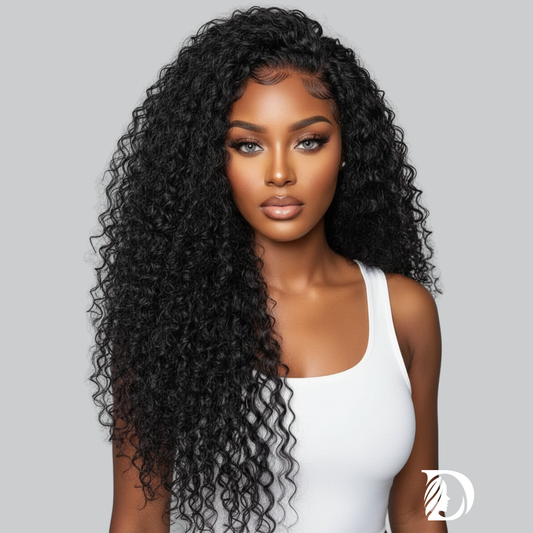 Deep Wave 13x4 / 13x6 HD Lace Front Wig – 100% Brazilian Remy Human Hair, 180% Density, Water Wave Texture, Pre-Plucked & Long 26-Inch+