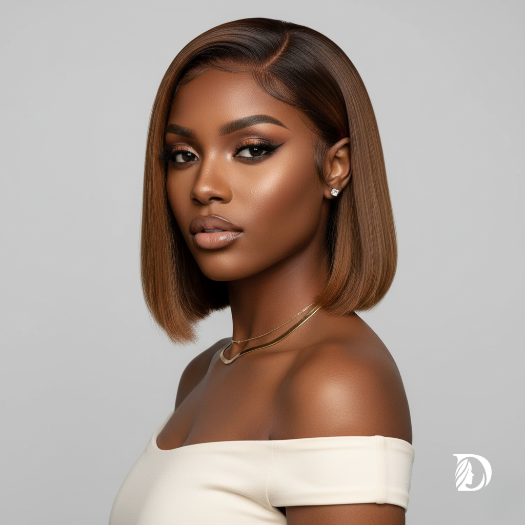 Chocolate Brown 13x4 HD Lace Front Bob Wig – 100% Vietnamese Remy Human Hair, Bone Straight, Pre-Plucked with Baby Hair, Transparent Lace