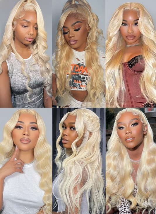 Honey Blonde 13x4 / 13x6 / 360 HD Lace Front Wig – 100% Brazilian Raw Human Hair, 613 Color, Body Wave Texture, Pre-Plucked with Baby Hair (200–300% Density)