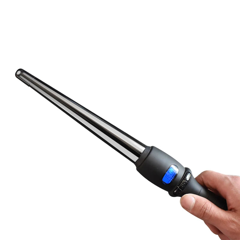 LCD Conical Curling Iron – Ceramic Glaze Pear Flower Cone, Single Tube Hair Curler with Adjustable Temperature (80–210°C) and 360° Rotating Cord