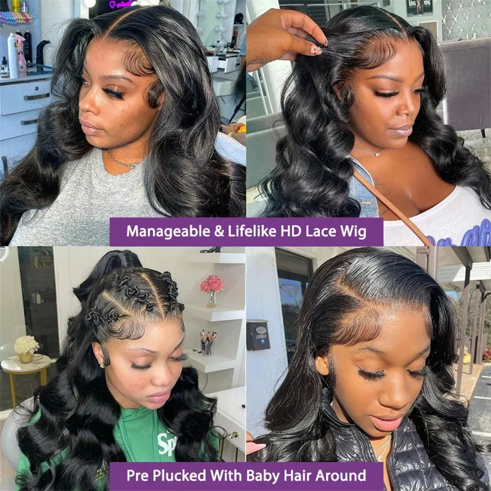 250% Density Body Wave 13x6 HD Lace Front Wig – 360 Lace Frontal Brazilian Human Hair, Pre-Plucked, 100% Real Hair