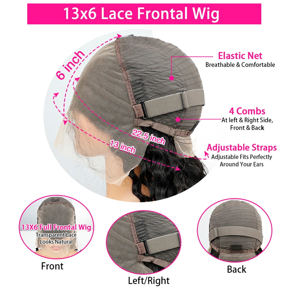 99J Burgundy 13x4 / 13x6 HD Lace Front Wig – 100% Brazilian Remy Human Hair, Deep Wave, 200% Density, Full Frontal, Pre-Plucked with Baby Hair, Long 18–46 Inch