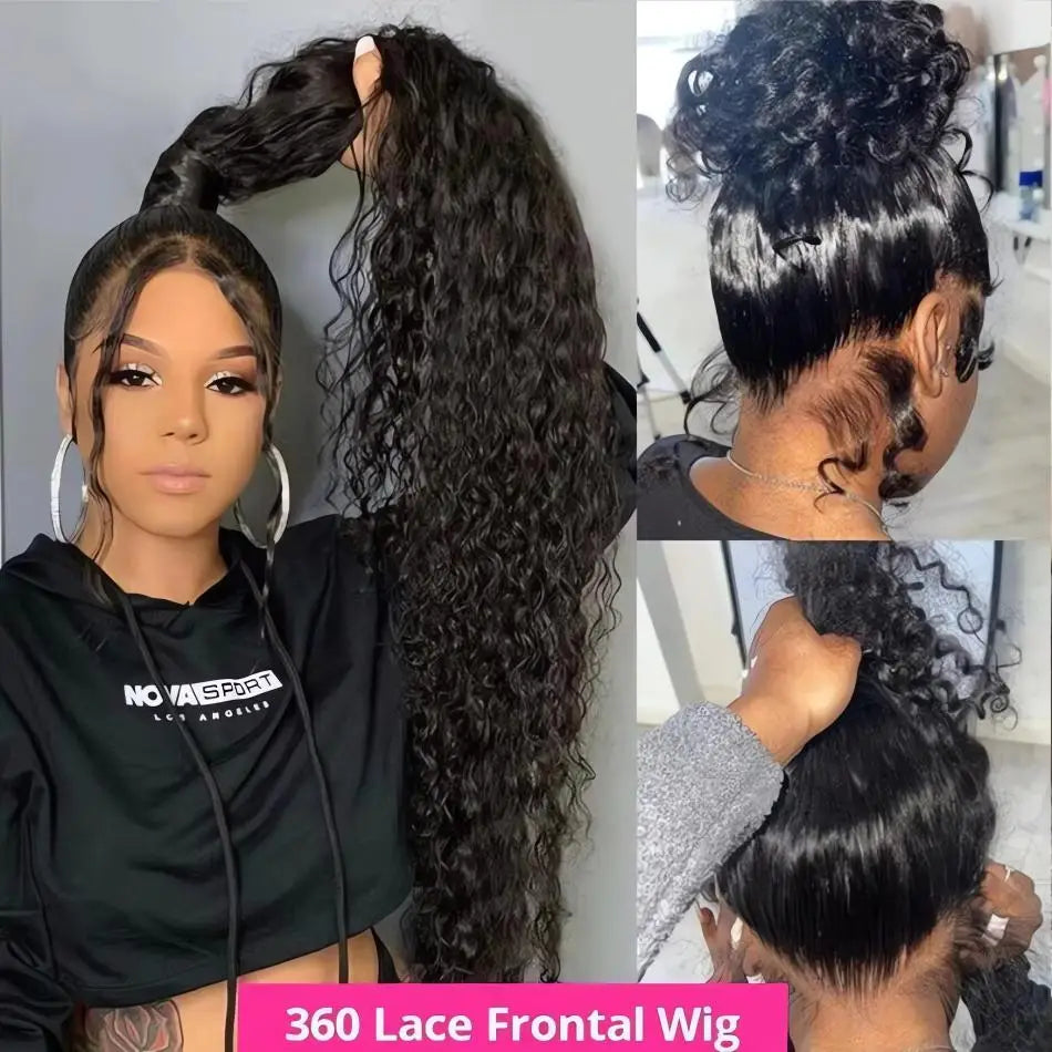 360° HD Full Lace Deep Wave Wig – 100% Brazilian Remy Human Hair, 13x6 Lace Frontal, Glueless Invisible Strap, Pre-Plucked with Baby Hair, 30–40 Inch, 200% Density