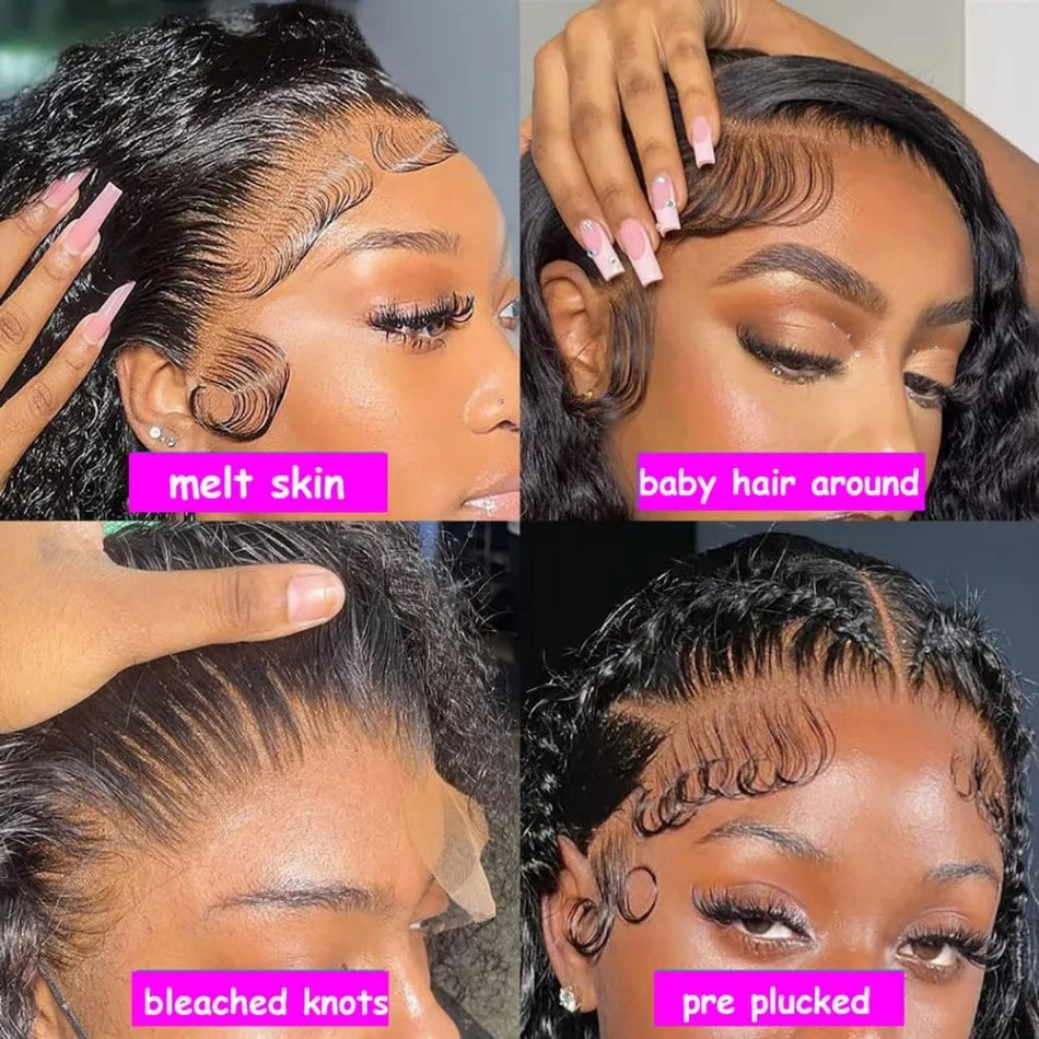 Deep Wave HD Lace Front Wig – 100% Brazilian Human Hair – Pre-Plucked, 200% Density – 24" to 40"