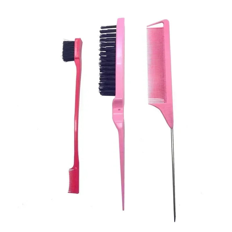 3–10 PCS Hair Styling Comb Set – Teasing Brush, Rat Tail Comb, Edge Brush & Braid Loop Tools for Professional Hairdressing