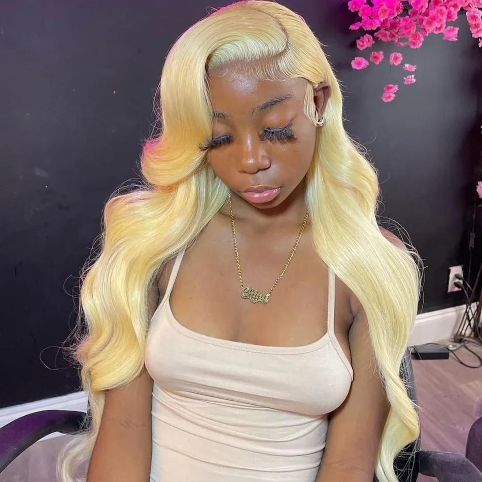 613 Blonde HD Lace Front Wig – 100% Brazilian Human Hair, 13x4 / 13x6 Lace Frontal, Body Wave, 30 Inch, 250% Density, Pre-Plucked with Baby Hair