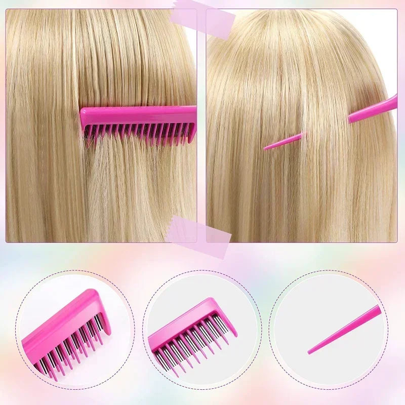 3–10 PCS Hair Styling Comb Set – Teasing Brush, Rat Tail Comb, Edge Brush & Braid Loop Tools for Professional Hairdressing