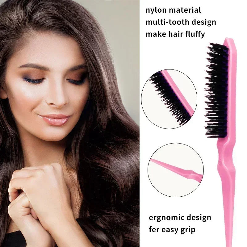 3–10 PCS Hair Styling Comb Set – Teasing Brush, Rat Tail Comb, Edge Brush & Braid Loop Tools for Professional Hairdressing