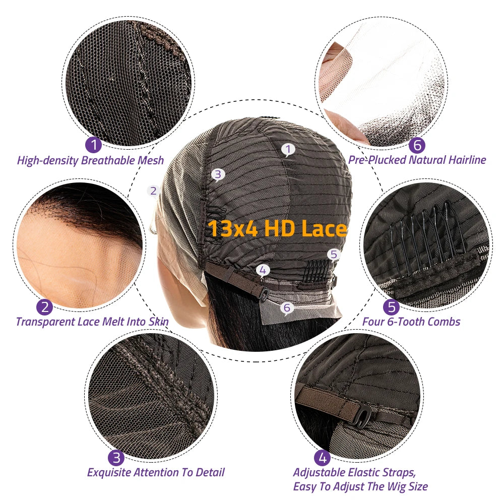 Chocolate Brown Straight Human Hair HD Lace Front Wig | 13x4 or 13x6 | 18"–30" | 200%–220% Density