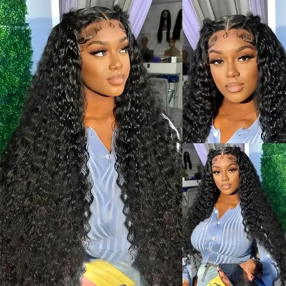 Natural Color 13x4 / 13x6 HD Lace Front Wig – 100% Brazilian Remy Human Hair, Deep Wave, 200% Density, Full Frontal Lace, Long 40–46 Inch, Pre-Plucked with Baby Hair