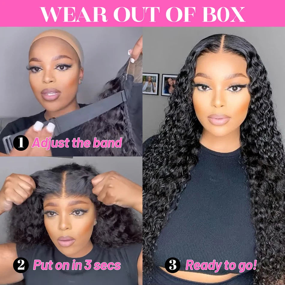 10A Glueless HD Transparent Lace Wig Kinky Curly – 6x5 Pre Cut, 100% Brazilian Remy Human Hair, 210% Density, Ready to Wear