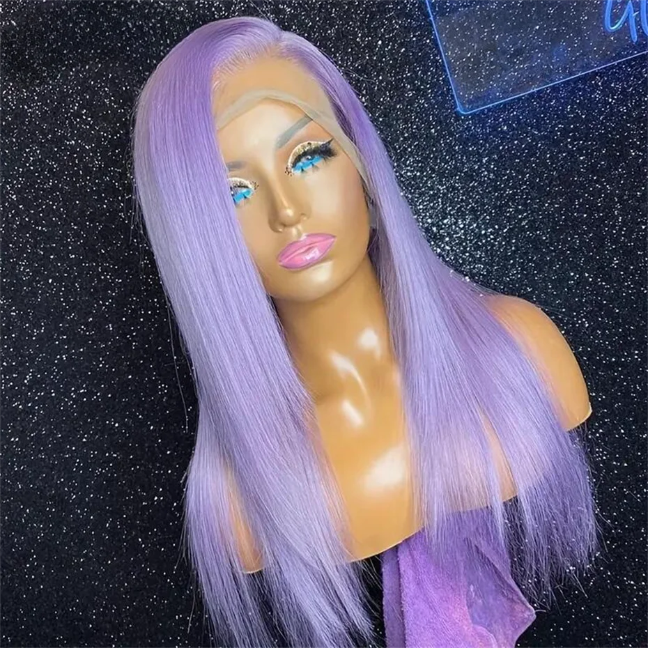 Lavender 13x6 HD Lace Front Wig – 100% Brazilian Remy Human Hair, 613 Blonde Base, Long Straight, Pre-Plucked with Baby Hair, Transparent Lace