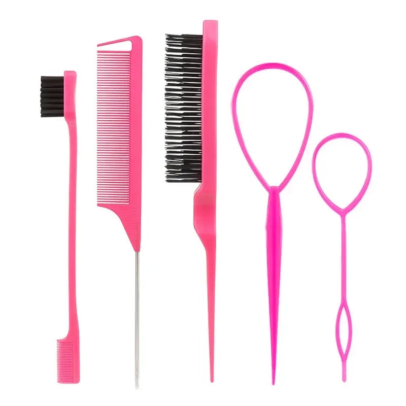 3–10 PCS Hair Styling Comb Set – Teasing Brush, Rat Tail Comb, Edge Brush & Braid Loop Tools for Professional Hairdressing