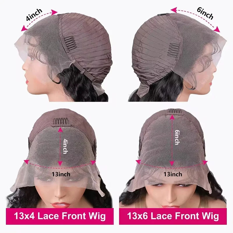 Water Wave 13x4 / 13x6 HD Lace Front Wig – 100% Brazilian Virgin Human Hair, Curly Deep Wave, 180–200% Density, Long 32–38 Inch, Pre-Plucked with Baby Hair