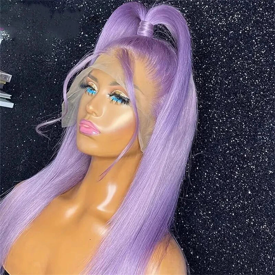 Lavender 13x6 HD Lace Front Wig – 100% Brazilian Remy Human Hair, 613 Blonde Base, Long Straight, Pre-Plucked with Baby Hair, Transparent Lace