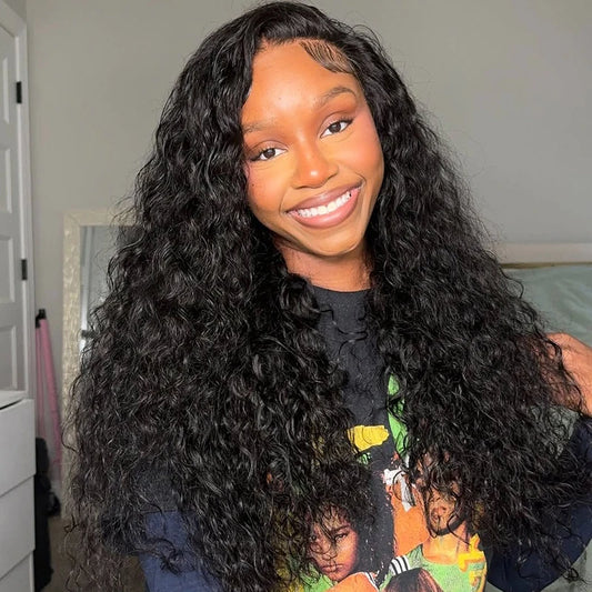 Water Wave 13x4 / 13x6 HD Lace Front Wig – 100% Brazilian Virgin Human Hair, Curly Deep Wave, 180–200% Density, Long 32–38 Inch, Pre-Plucked with Baby Hair