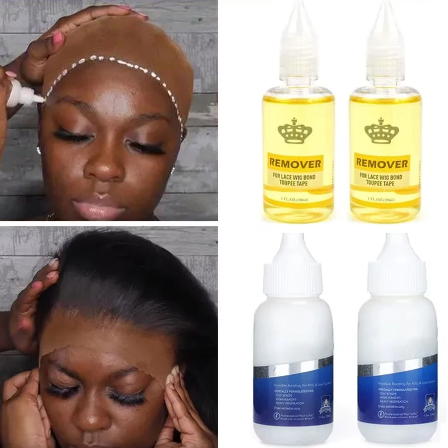 Super Lace Wig Glue with Remover Set – Strong Hold Adhesive for Lace Wigs, Toupees & Closures | Long-Lasting, Waterproof & Skin-Safe