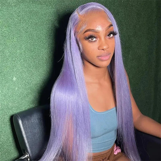 Lavender 13x6 HD Lace Front Wig – 100% Brazilian Remy Human Hair, 613 Blonde Base, Long Straight, Pre-Plucked with Baby Hair, Transparent Lace