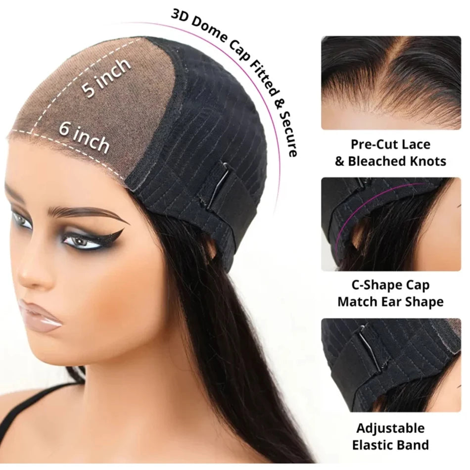 10A Glueless HD Transparent Lace Wig Kinky Curly – 6x5 Pre Cut, 100% Brazilian Remy Human Hair, 210% Density, Ready to Wear