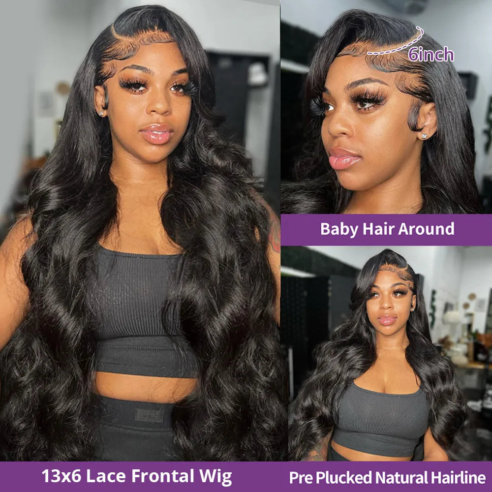 Body Wave Lace Wig 13x6 & 13x4 HD Frontal – 100% Human Hair 30-40”