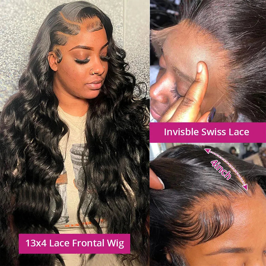 Body Wave HD Lace Front Wig – 13x6 Frontal – 200% Density – Natural Black – From 18” to 38