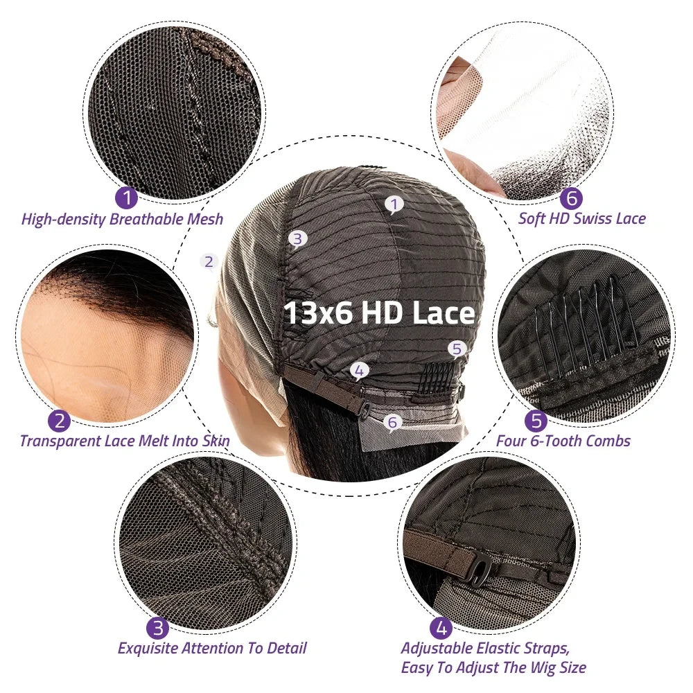 Chocolate Brown Straight Human Hair HD Lace Front Wig | 13x4 or 13x6 | 18"–30" | 200%–220% Density