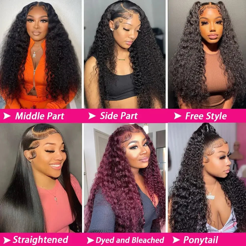 Natural Color 13x4 / 13x6 HD Lace Front Wig – 100% Brazilian Remy Human Hair, Deep Wave, 200% Density, Full Frontal Lace, Long 40–46 Inch, Pre-Plucked with Baby Hair
