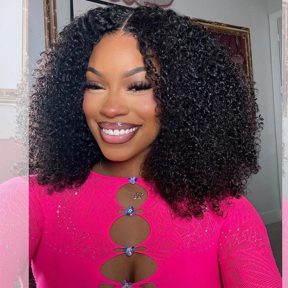 10A Glueless HD Transparent Lace Wig Kinky Curly – 6x5 Pre Cut, 100% Brazilian Remy Human Hair, 210% Density, Ready to Wear