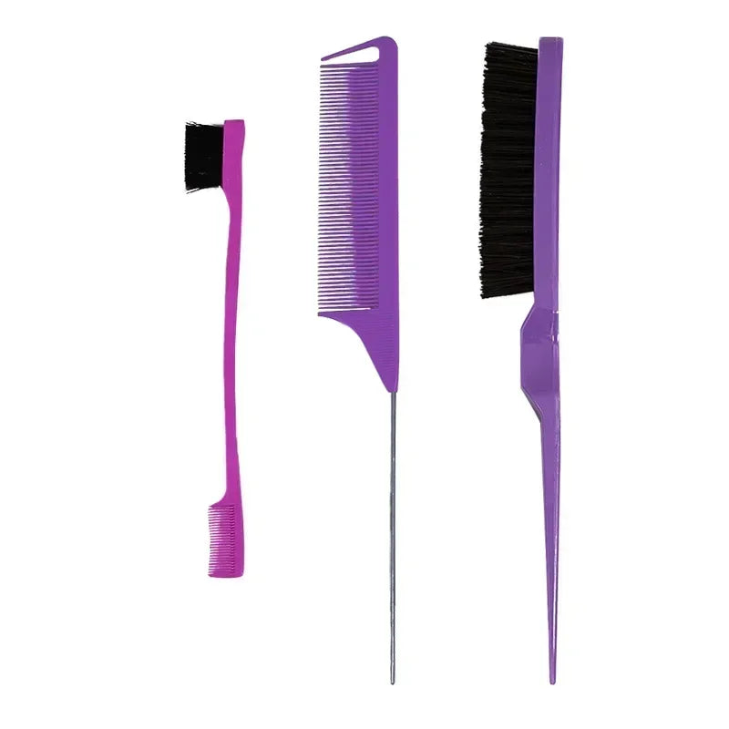 3–10 PCS Hair Styling Comb Set – Teasing Brush, Rat Tail Comb, Edge Brush & Braid Loop Tools for Professional Hairdressing
