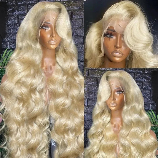 613 Blonde HD Lace Front Wig – 100% Brazilian Human Hair, 13x4 / 13x6 Lace Frontal, Body Wave, 30 Inch, 250% Density, Pre-Plucked with Baby Hair