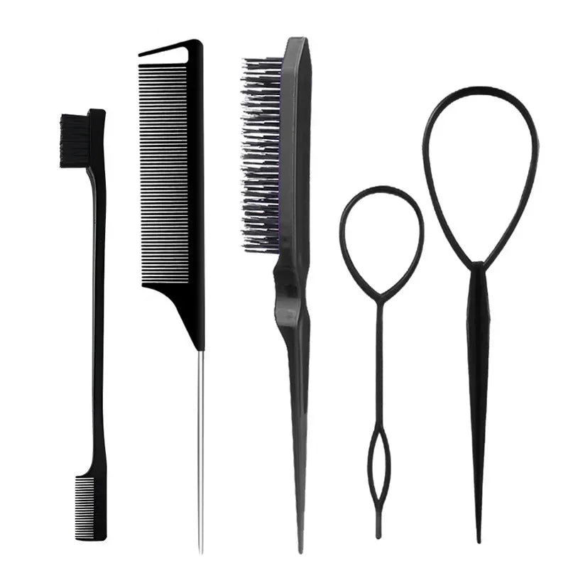 3–10 PCS Hair Styling Comb Set – Teasing Brush, Rat Tail Comb, Edge Brush & Braid Loop Tools for Professional Hairdressing