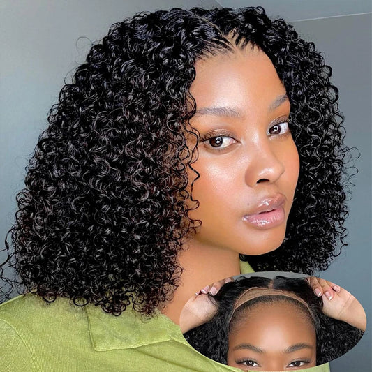 Short Curly Water Wave HD Lace Front Wig – 100% Indian Remy Human Hair, 13x4 / 13x6 Transparent Lace, Pre-Plucked Bob Wig with Baby Hair, 180% Density