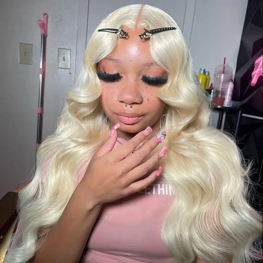 613 Blonde HD Lace Front Wig – 100% Brazilian Human Hair, 13x4 / 13x6 Lace Frontal, Body Wave, 30 Inch, 250% Density, Pre-Plucked with Baby Hair