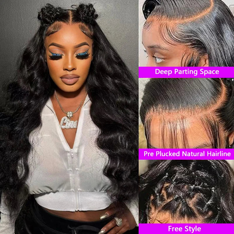 Natural Color 13x4 / 13x6 HD Lace Front Wig – 100% Malaysian Virgin Human Hair, Body Wave, 180–200% Density, Pre-Plucked with Baby Hair