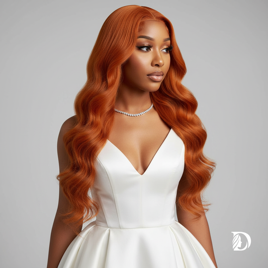 Ginger Orange 13x6 Lace Front Wig Human Hair – 200% Density Body Wave, 100% Brazilian Remy, Pre-Plucked Natural Hairline