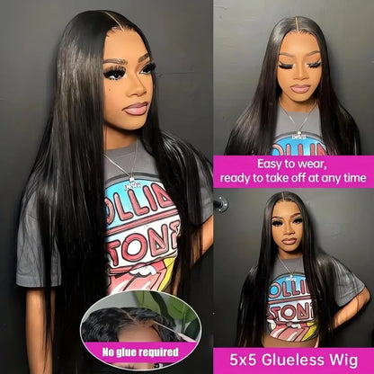 Glueless Bone Straight HD Lace Wig – 13x6 / 13x4 / 4x4 / 5x5 Transparent Swiss Lace, 100% Brazilian Remy Human Hair, Pre-Plucked Natural Hairline