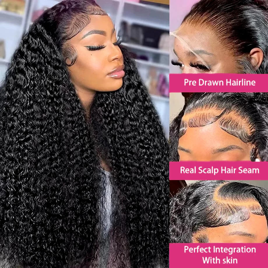 Kinky Curly 13x6 HD Lace Front Wig – 100% Brazilian Remy Human Hair, 4C Afro Texture, Glueless, Pre-Plucked with Baby Hair, 7x5 HD Closure Option