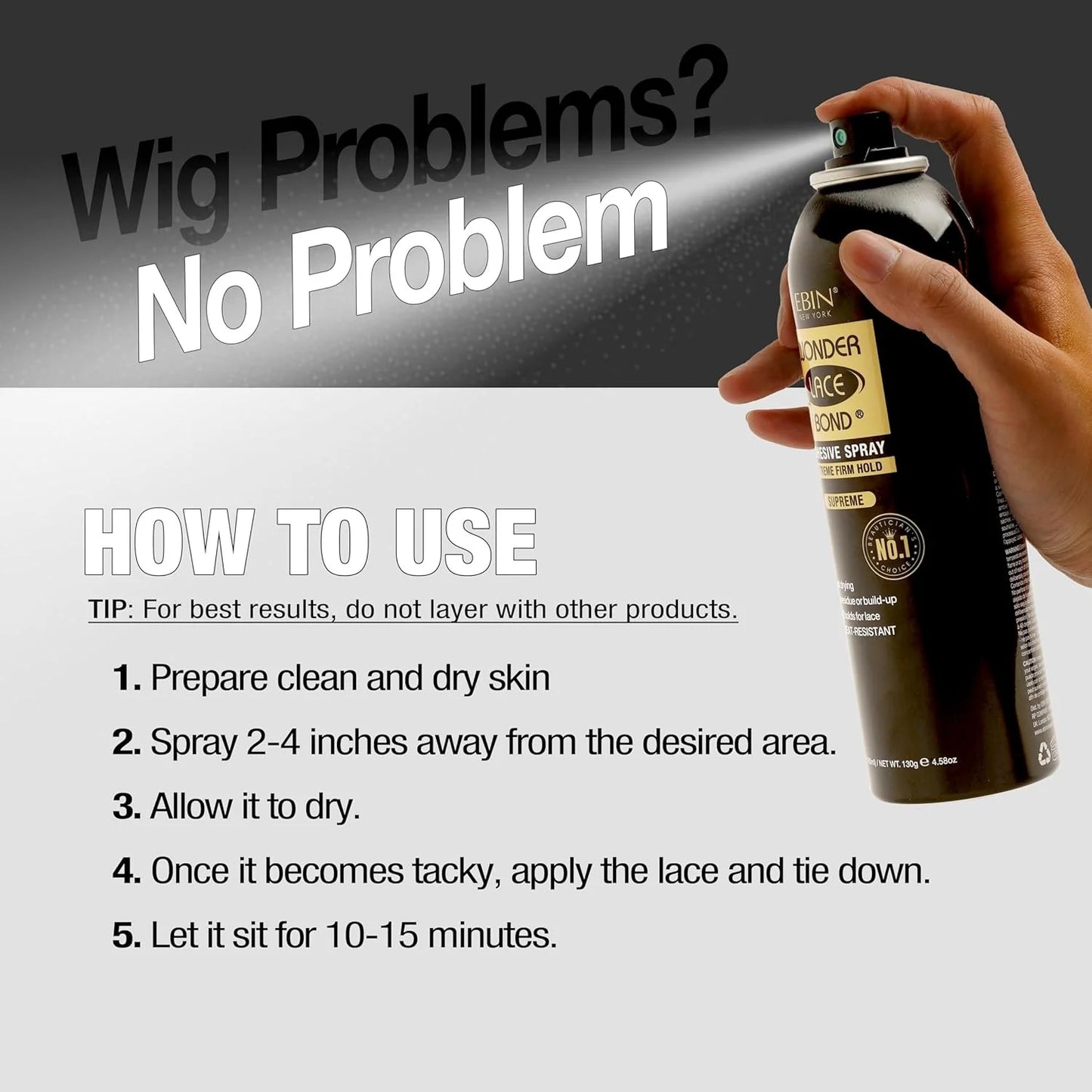 Ebin New York Wonder Lace Bond Melting Spray – Extreme Firm Hold, Supreme Finish & Sweat-Resistant Formula (Maximum Hold for Daily Wig Wear)