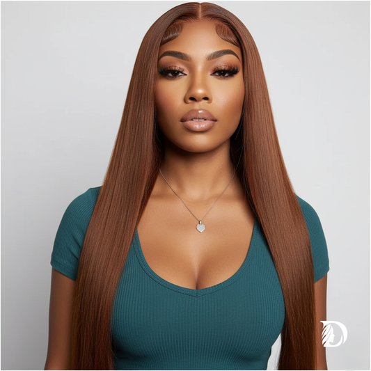 Chocolate Brown Straight Human Hair HD Lace Front Wig | 13x4 or 13x6 | 18"–30" | 200%–220% Density