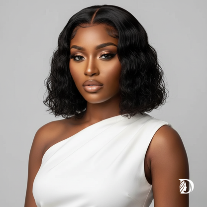 Ready-to-Wear Glueless Deep Wave Lace Frontal Wig – 100% Human Hair, 13x4 & 7x5 HD Lace, 250% Density, Pre-Plucked Bob Wig (8”–14”)