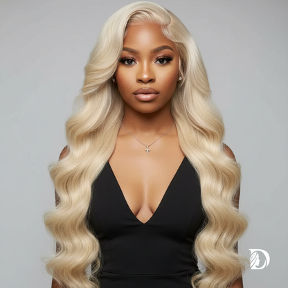 Honey Blonde 13x4 / 13x6 / 360 HD Lace Front Wig – 100% Brazilian Raw Human Hair, 613 Color, Body Wave Texture, Pre-Plucked with Baby Hair (200–300% Density)