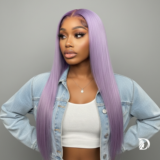 Lavender 13x6 HD Lace Front Wig – 100% Brazilian Remy Human Hair, 613 Blonde Base, Long Straight, Pre-Plucked with Baby Hair, Transparent Lace
