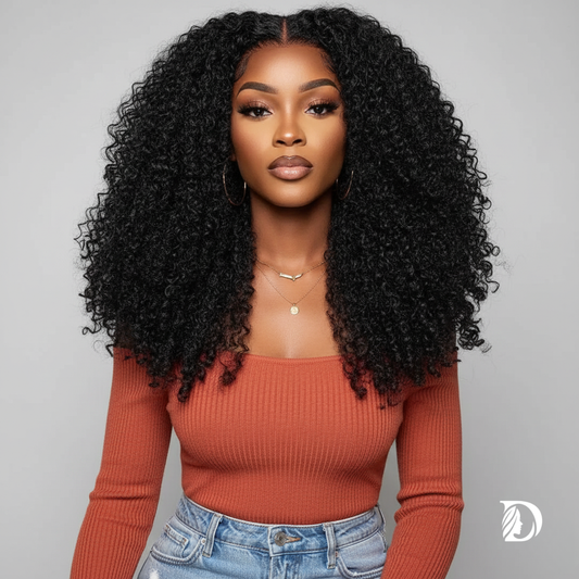Kinky Curly 13x6 HD Lace Front Wig – 100% Brazilian Remy Human Hair, 4C Afro Texture, Glueless, Pre-Plucked with Baby Hair, 7x5 HD Closure Option