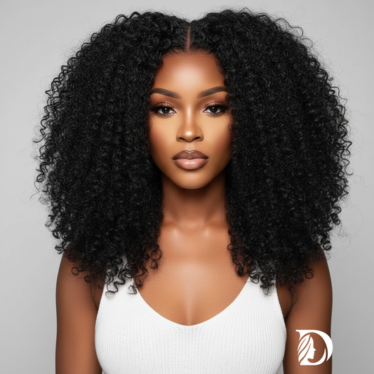 250% Kinky Curly V Part Wig Human Hair No Leave Out Upgrade Deep Wave Curly V Shape Wig No Glue Clip In Half Wig For Women