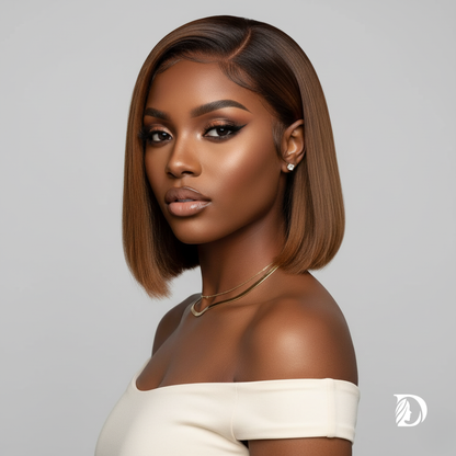 Chocolate Brown 13x4 HD Lace Front Bob Wig – 100% Vietnamese Remy Human Hair, Bone Straight, Pre-Plucked with Baby Hair, Transparent Lace
