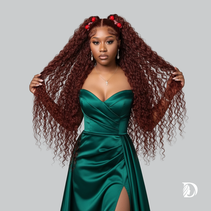 Chocolate Brown 13x4 / 13x6 HD Lace Front Wig – 100% Brazilian Remy Human Hair, Deep Curly / Water Wave, Pre-Plucked with Baby Hair, Long 30–36 Inch