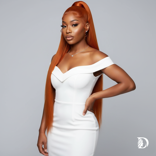 Ginger Orange #350 13x4 / 13x6 HD Lace Front Wig – 100% Peruvian Virgin Human Hair, Bone Straight, 180–200% Density, Pre-Plucked with Baby Hair