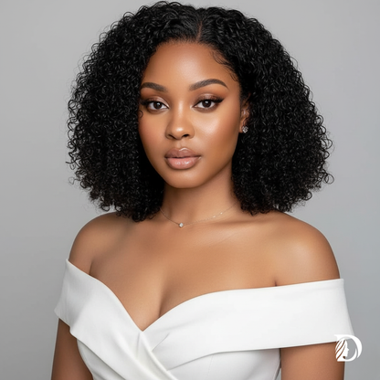Short Curly Water Wave HD Lace Front Wig – 100% Indian Remy Human Hair, 13x4 / 13x6 Transparent Lace, Pre-Plucked Bob Wig with Baby Hair, 180% Density
