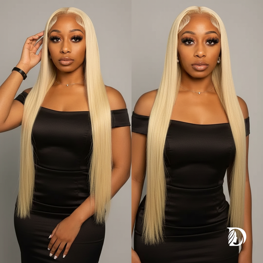 613 Blonde HD Lace Front Wig – 100% Brazilian Virgin Human Hair, Straight 13x6 Transparent Lace Frontal, 250% Density, Pre-Plucked, 30 Inch
